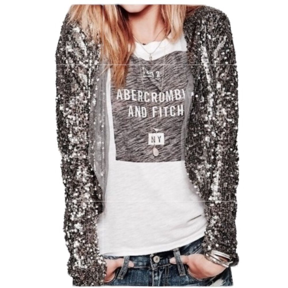 Abercrombie & Fitch Open Front Sequins Jacket(Size Small)